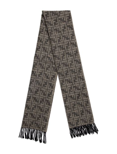 fendi grey zucca wool scarf